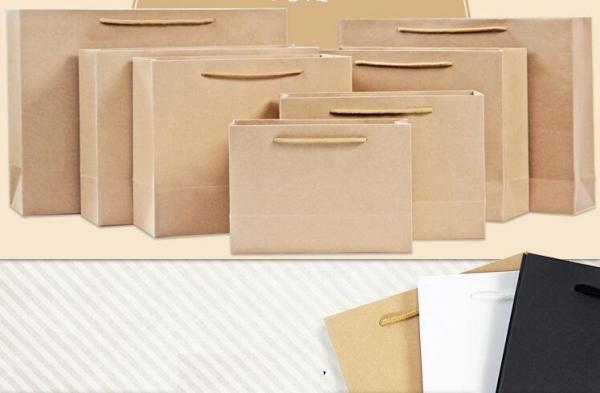 Carrier Luxury Paper Hand Bag, Kraft Paper Bag With Handle For Gift Wholesale, Matt Gold Shopping Retail