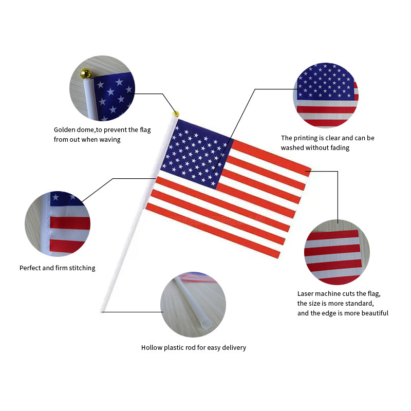 Personalised Hand Waver Flags Knitted Polyester With White Pole