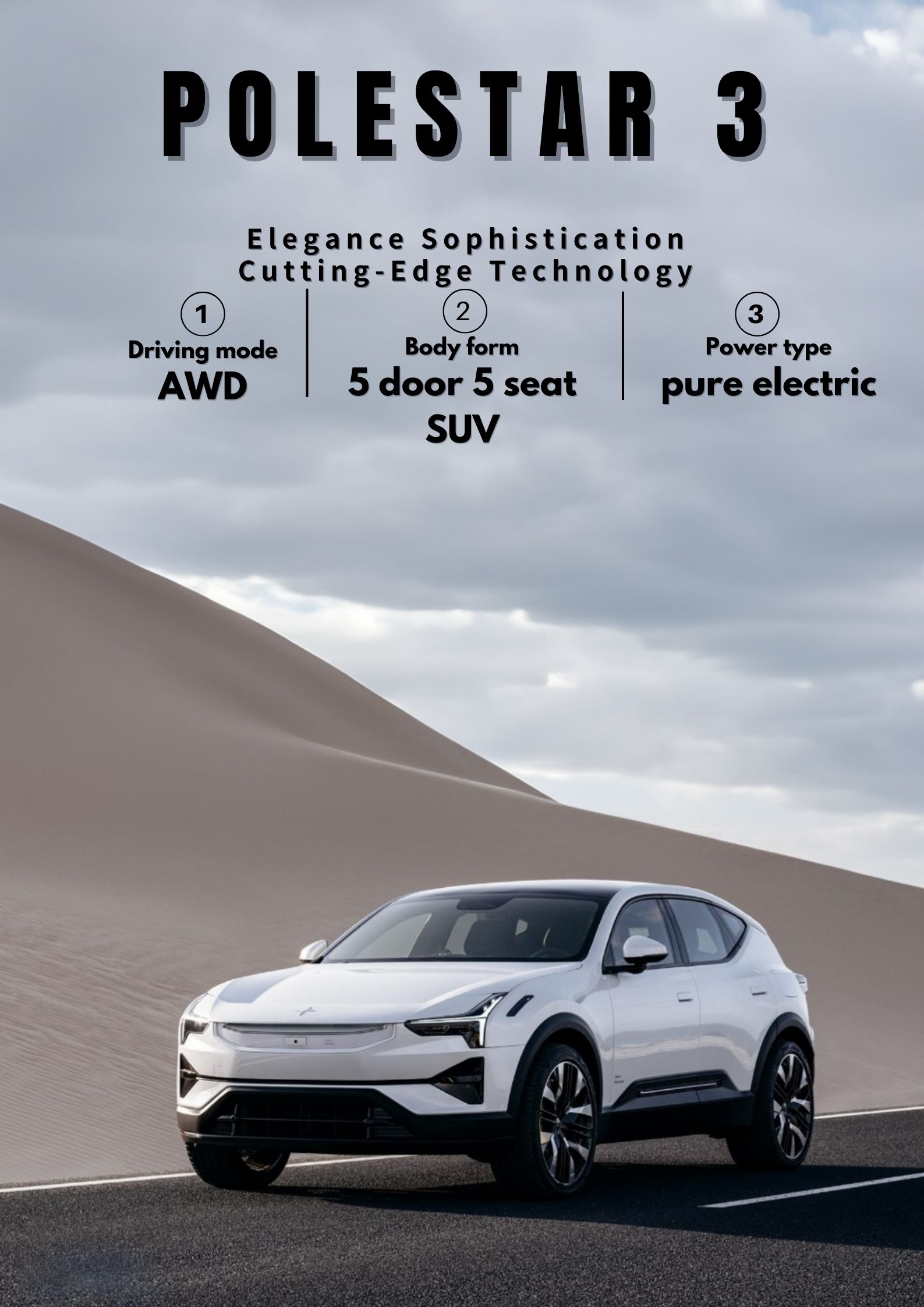 Pure Electric SUV 2024 Polestar 3 Dual Motor Edition with Fixed Gear Ratio and Low Pride