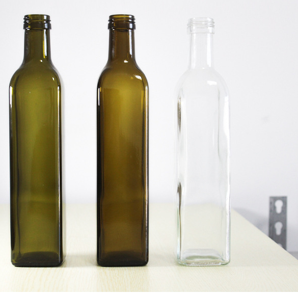 Hot Stamping Clear Round Dark Green Glass Bottle 250ml 500ml for Cooking Olive Oil