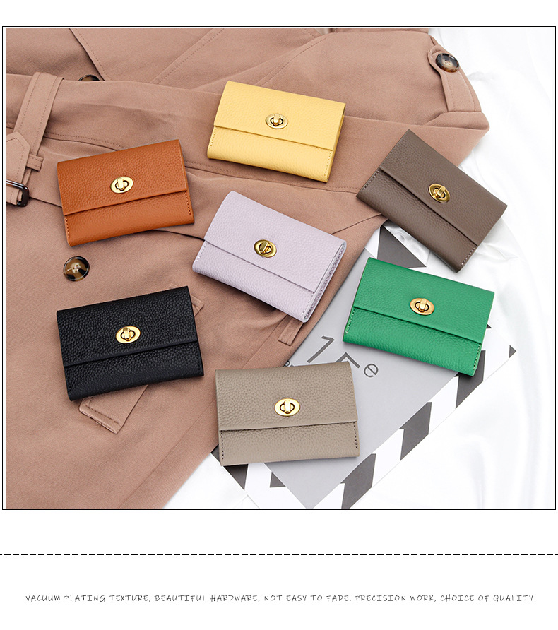 GENUINE LEATHER Small Card Short Layer Cowhide Business Card Multifunctional Niche Coin Purse