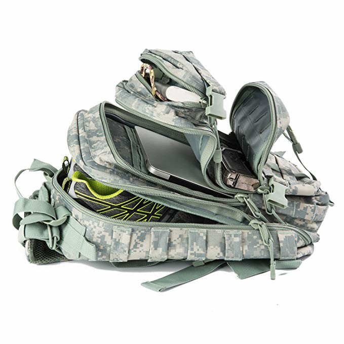 Small 3 Day Army Tactical Backpack , Versatile Army Molle Assault Rucksack Pack