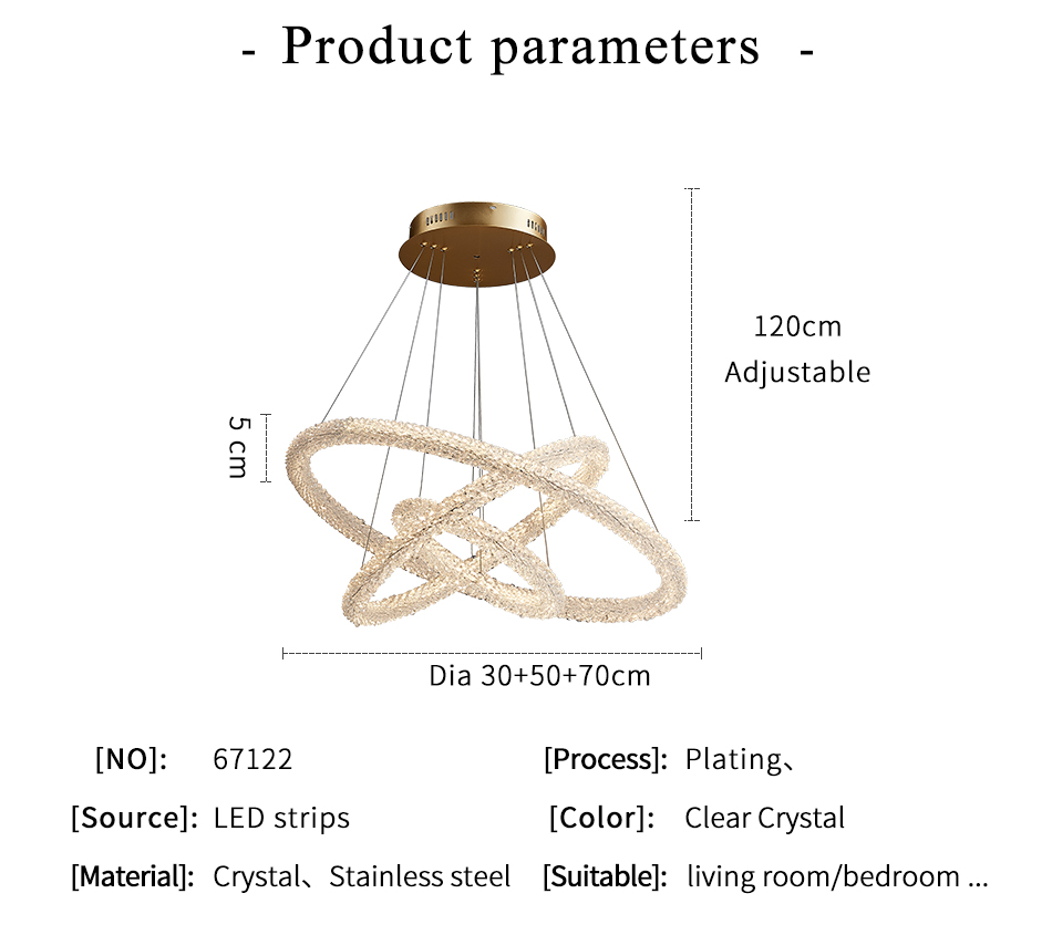 Luxury Living Room Crystal Chandelier Modern Home Decor Circle bedroom chandelier(WH-CY-221)