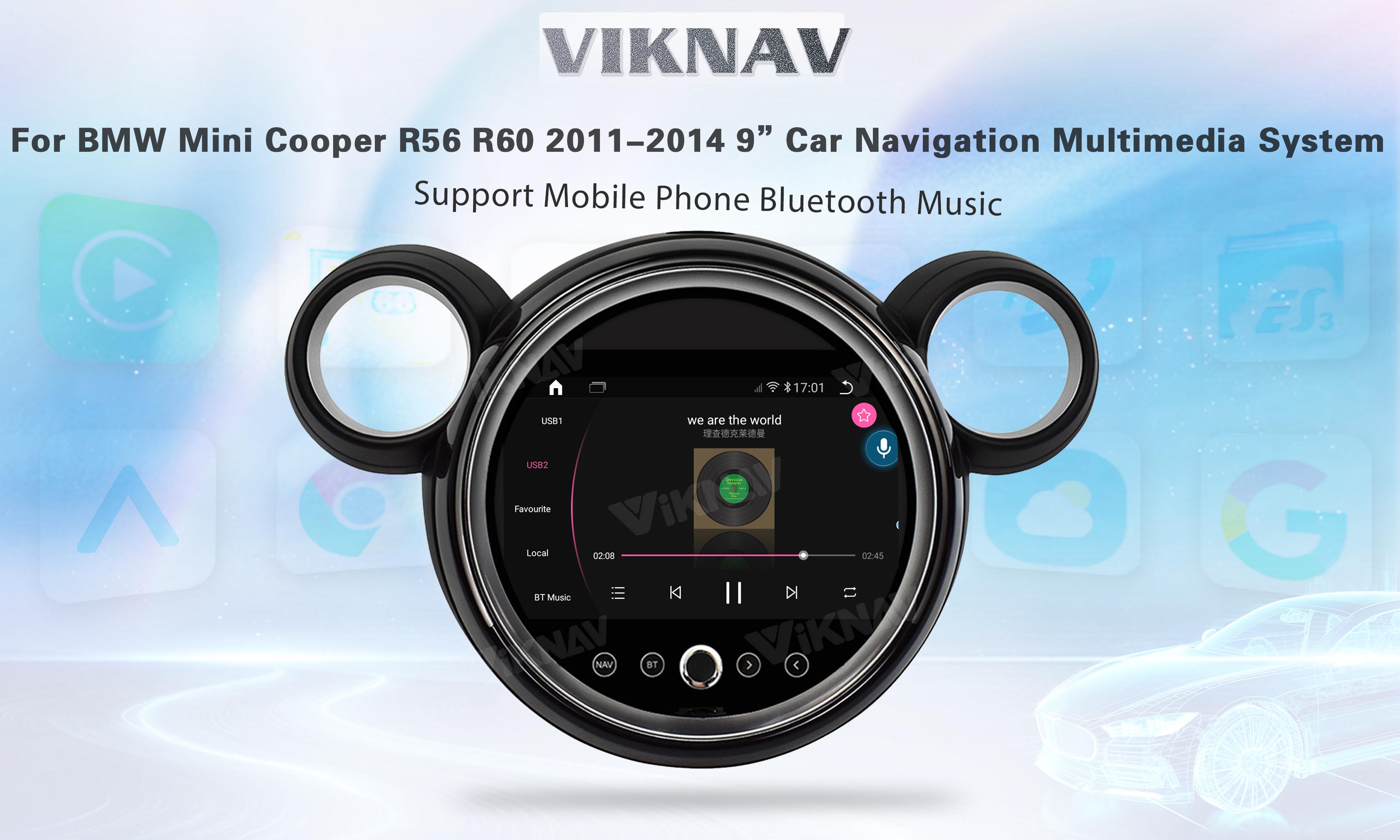 Professional Bluetooth Car Radio Head Unit For BMW Mini Cooper R56 R60 2011-2014 9Inch