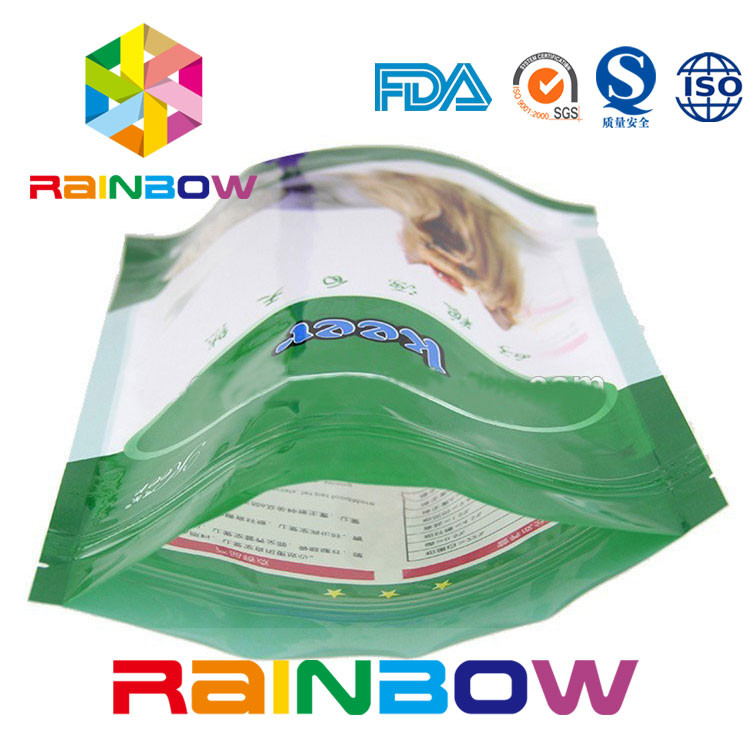 Foil Stand Up Pet Food Pouch With Zipper , 500g Plastic Dog Treats Packaging Bag