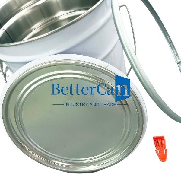 Bucket 5 Gallon White Tin Pail 5 Liter Tin Pail With Lock Ring Rubber Gasket
