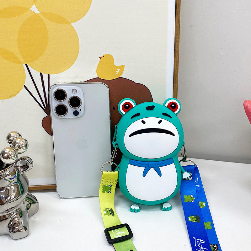 Frog Customized Silicone Pencil Case Crossbody Shoulder Bag Kids Handbag Pop Purse Bag School SUpplies Birthday Gifts