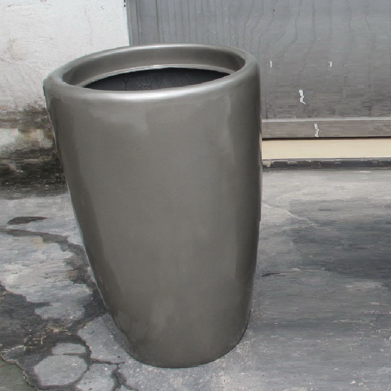 Round Large Fiberglass Flower Pots for Outdoor Street Landscape