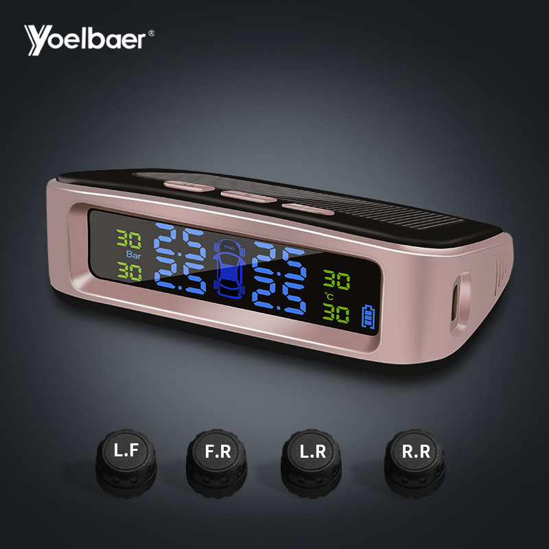 Wireless TPMS LCD Color Screen Tire Pressure Sensor System IP67 Waterproof