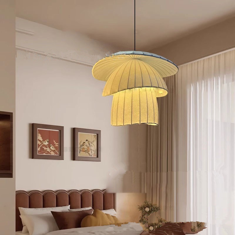Adjustable Height Modern Pendant Light In Japanese Style Wabi Sabi For Living Room