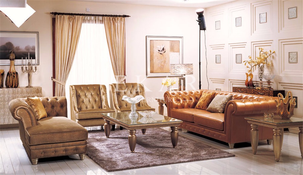 High-end Luxury Genuine Leather 7 Seater Chesterfield Sofa Set for Sale MKBN-KS2324-003