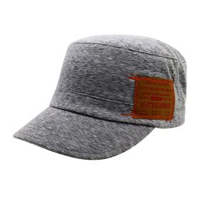 China Customized leather patch LOGO Adjustable Cadet Hats , Flat Top Army Officer Hat Cool Design on sale