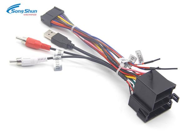 Car Stereo Radio Automotive Wiring Harness Plug Cable RCA USB2.0 Plug Connector