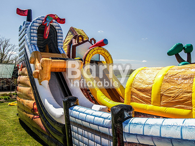Commercial Kingdom Pirates Slide Inflatable Blow Up Obstacle Course With Bouncer