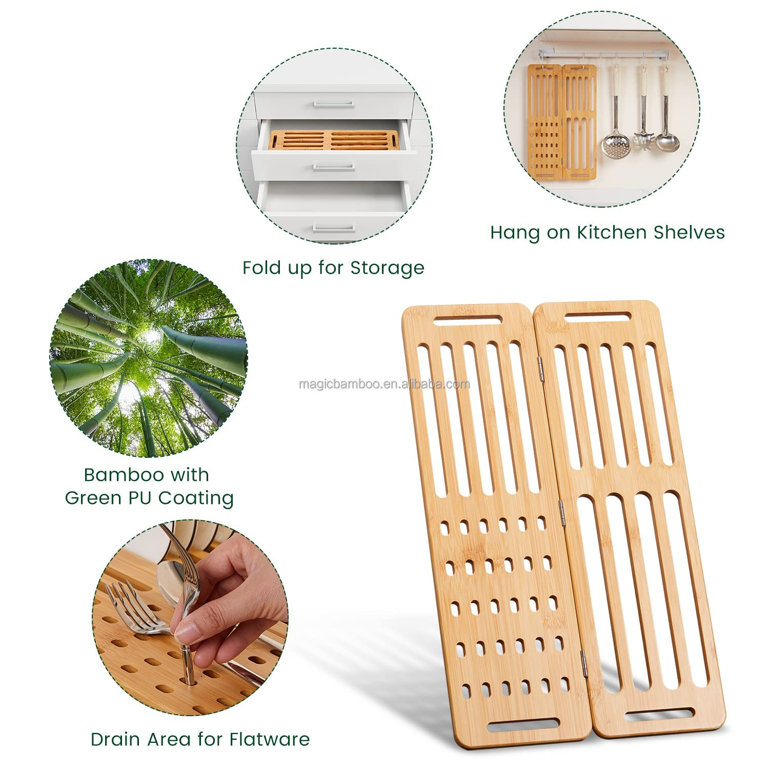 Indoor Household Kitchen Holders Dish Furniture Organizer Storage Rack Made of Bamboo