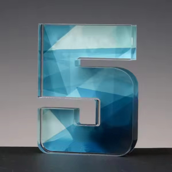 High End Clear Plexiglass Acrylic Award Number 10 Block For Employees Recognition