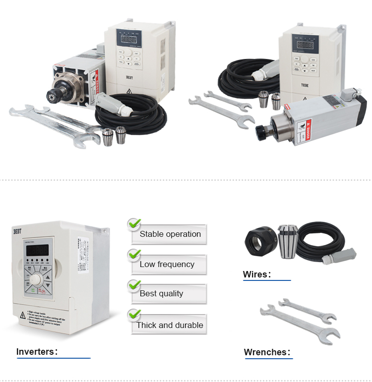 Lightweight 3.5kw Square Air Cooled CNC Spindle Motor for Wood Cutting Machine Weight KG 8
