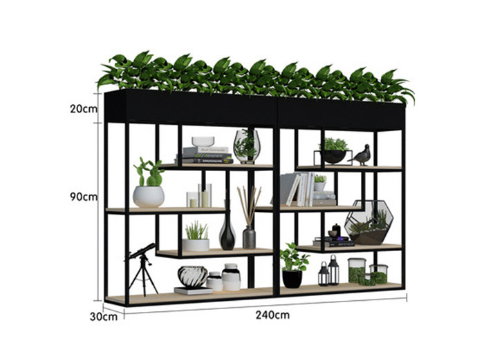 Delicate Balcony Flower Pot Shelf , Plants Metal Garden Shelves Multi Functional Fence