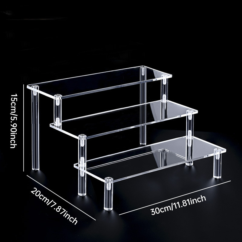Clear Acrylic Display Stand Plexiglas Storage Shelf Ladder-shaped For Desktop