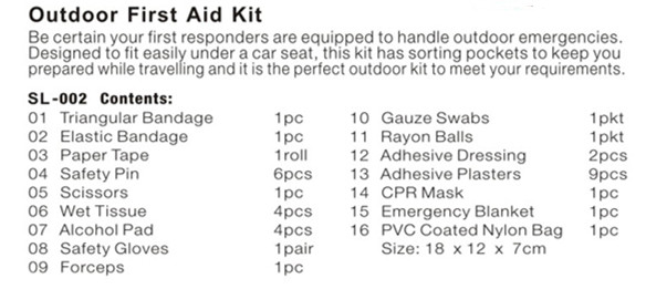 Portable Survival Bag For Car Home Travel Emergency Out door First Aid Kit