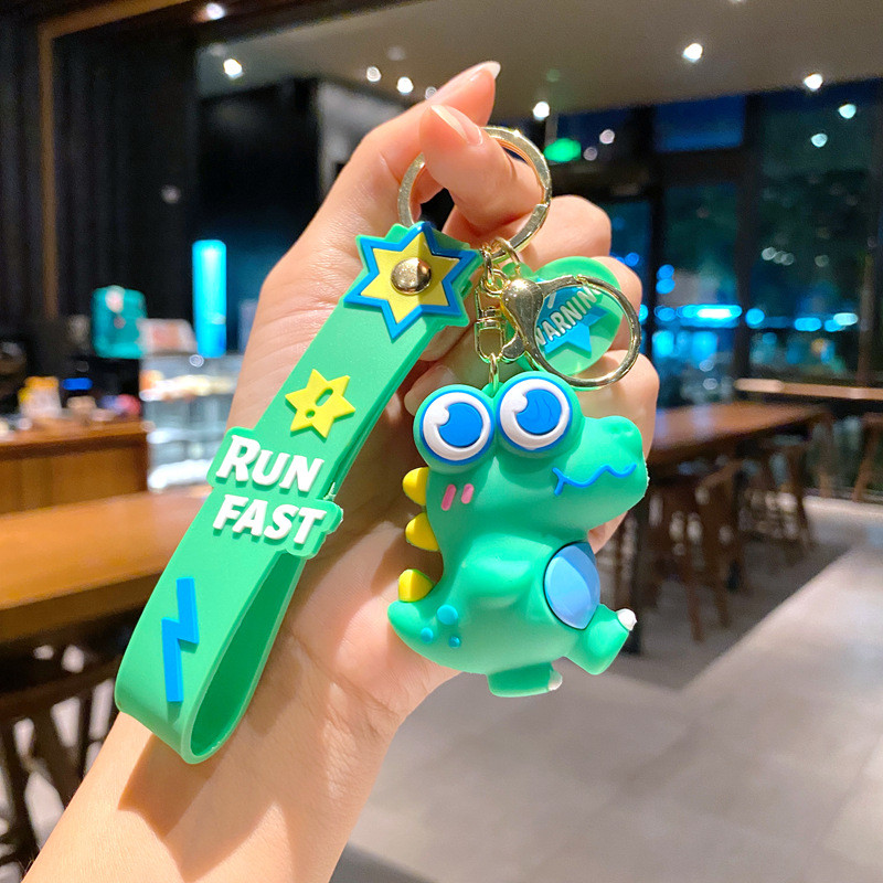 Cute Cartoon Keychain Pendant Silicone Stationery Novelty Dinosaur Charm Keyring For Boys Girls