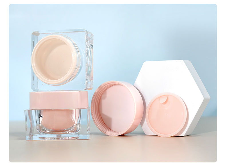 Screen Printing Square Acrylic Bottles Light Pink Perfume Bottle 50ml 100ml For Skin Care Products