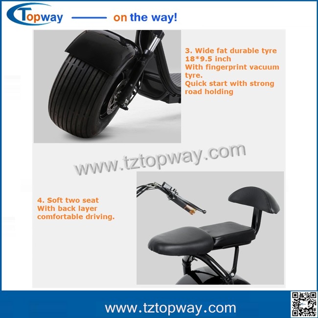 18*9.5 inch 1000w 48v harley electric scooter no folding citycoco for adults