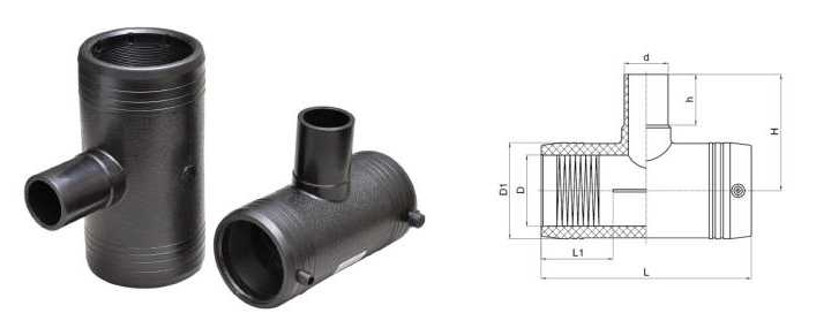 SDR11 DN32-DN250 PE Electrofusion Socket Reducer Tee