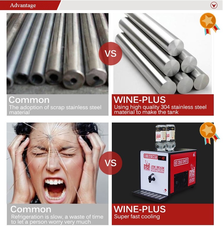 110V - 240V Bars Cold Shot Chillers , Double Bottle Ice Cold Shot Machine