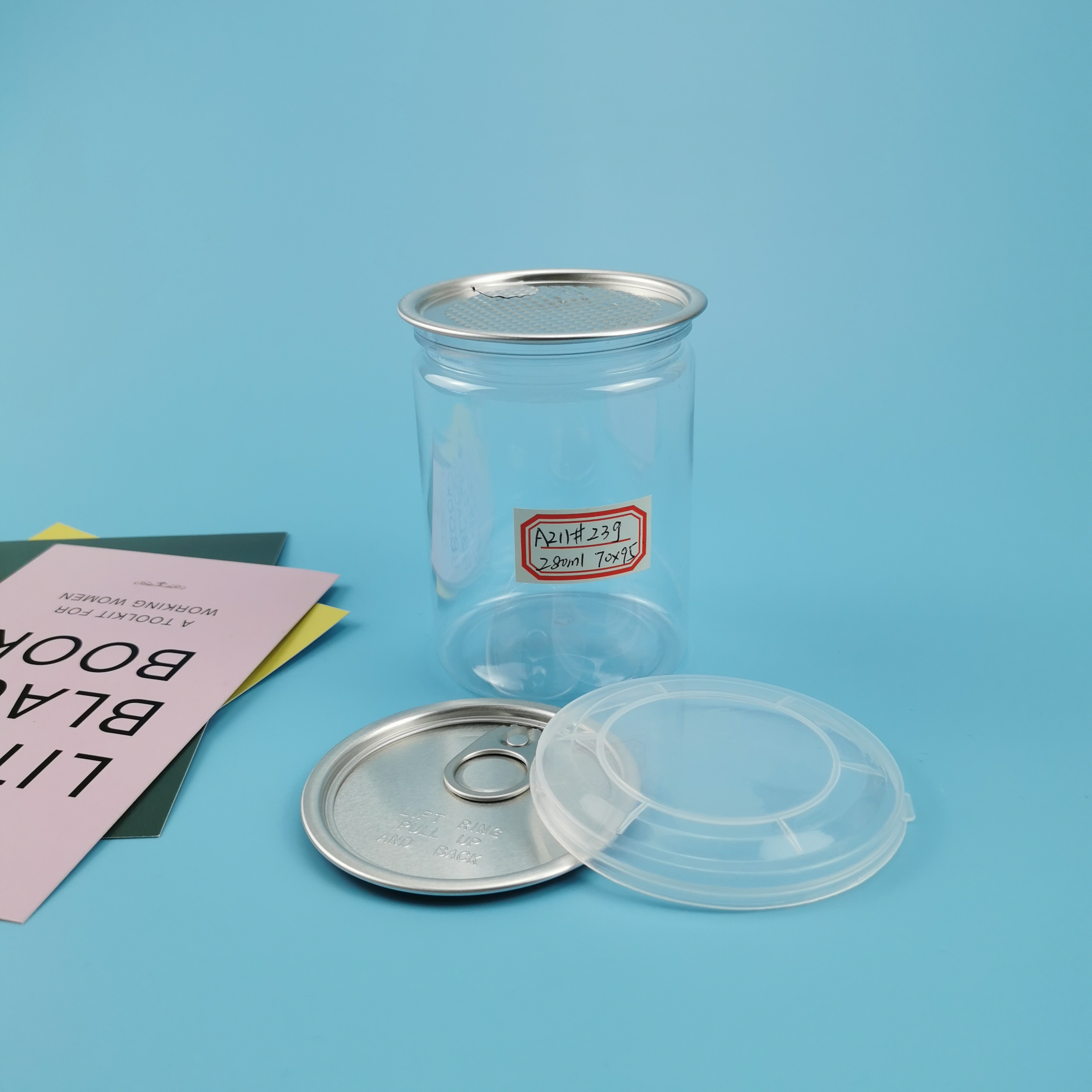 Transparent 211# 65mm 280ml 20g Plastic PET Food Jars
