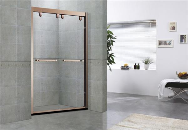 Rose Gold Double Moving Glass Shower Enclosures 8 / 10 MM Clear Tempered Glass