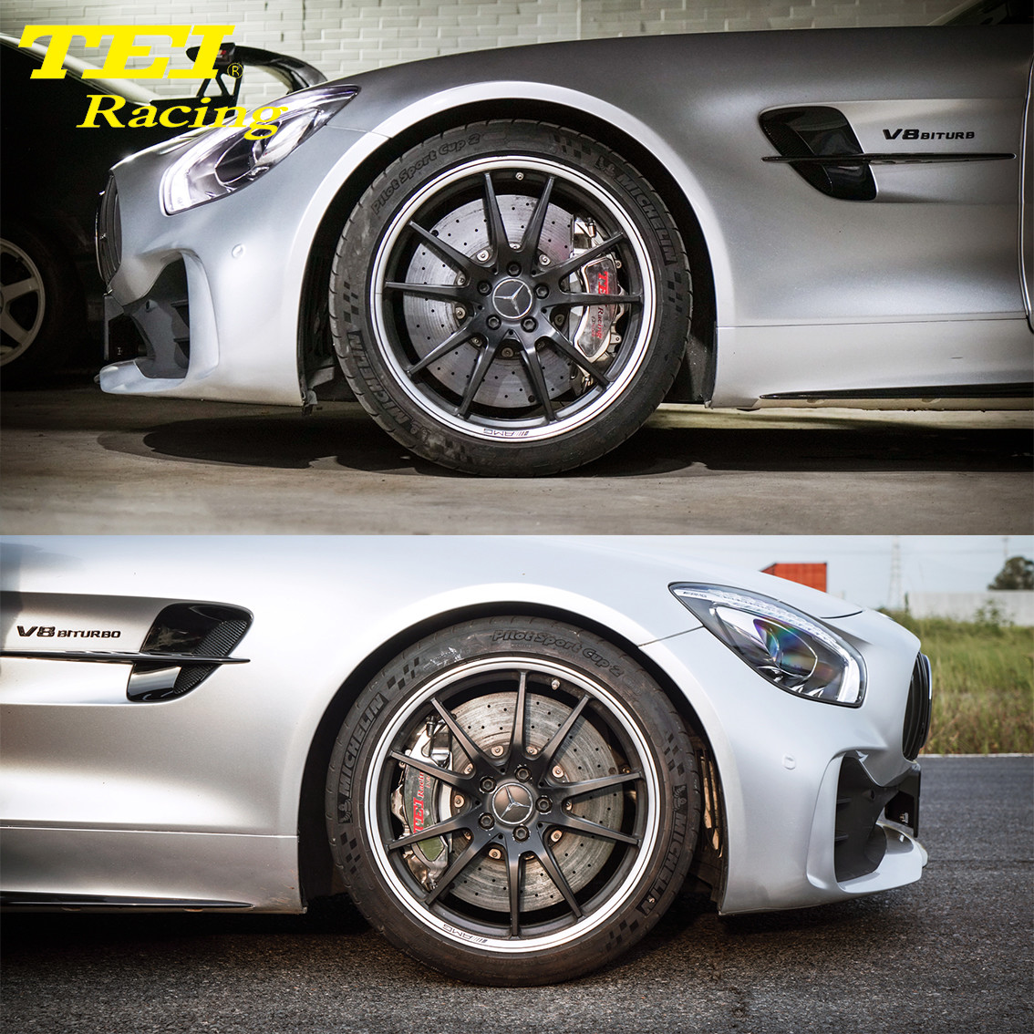 6 Piston Racing Caliper Brake Kit With 405*34 MM Carbon Ceramic Disc Racing And Brake Pads For Mercedes Benz AMG 20 Inch
