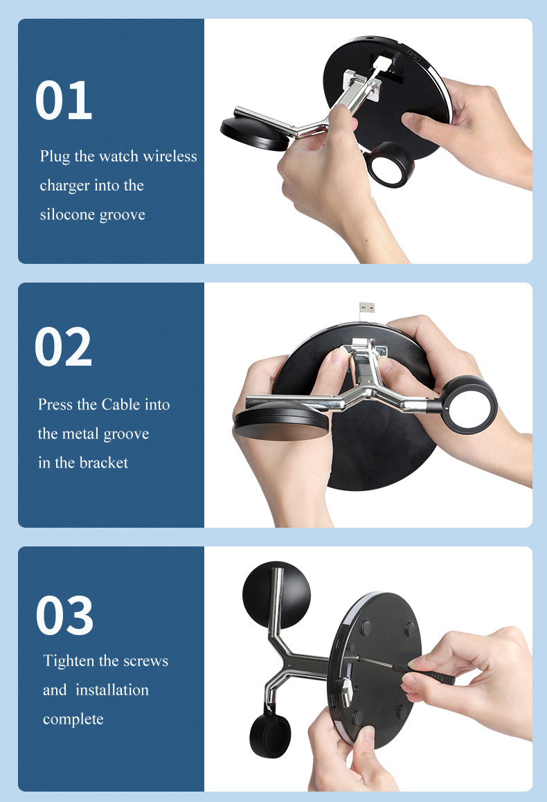 White Type C Wireless Phone Charger Stand 15w Fast 4 In 1 Qi Charging Dock