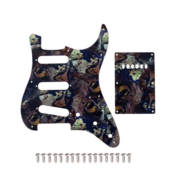 SSS Electric Guitar Pickguard Set Battlefield Pattern 3-Ply 11 holes Screw Back