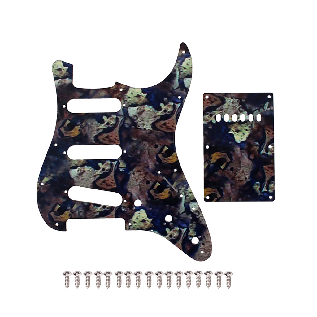 SSS Electric Guitar Pickguard Set Battlefield Pattern 3-Ply 11 holes Screw Back Plate Scratch Plate ST Electric Guitars