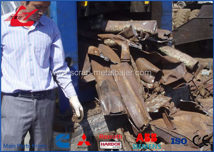 Hydraulic Scrap Baling Press Shearing Machine , Scrap Steel Cutting Machine With Electric Motor Power