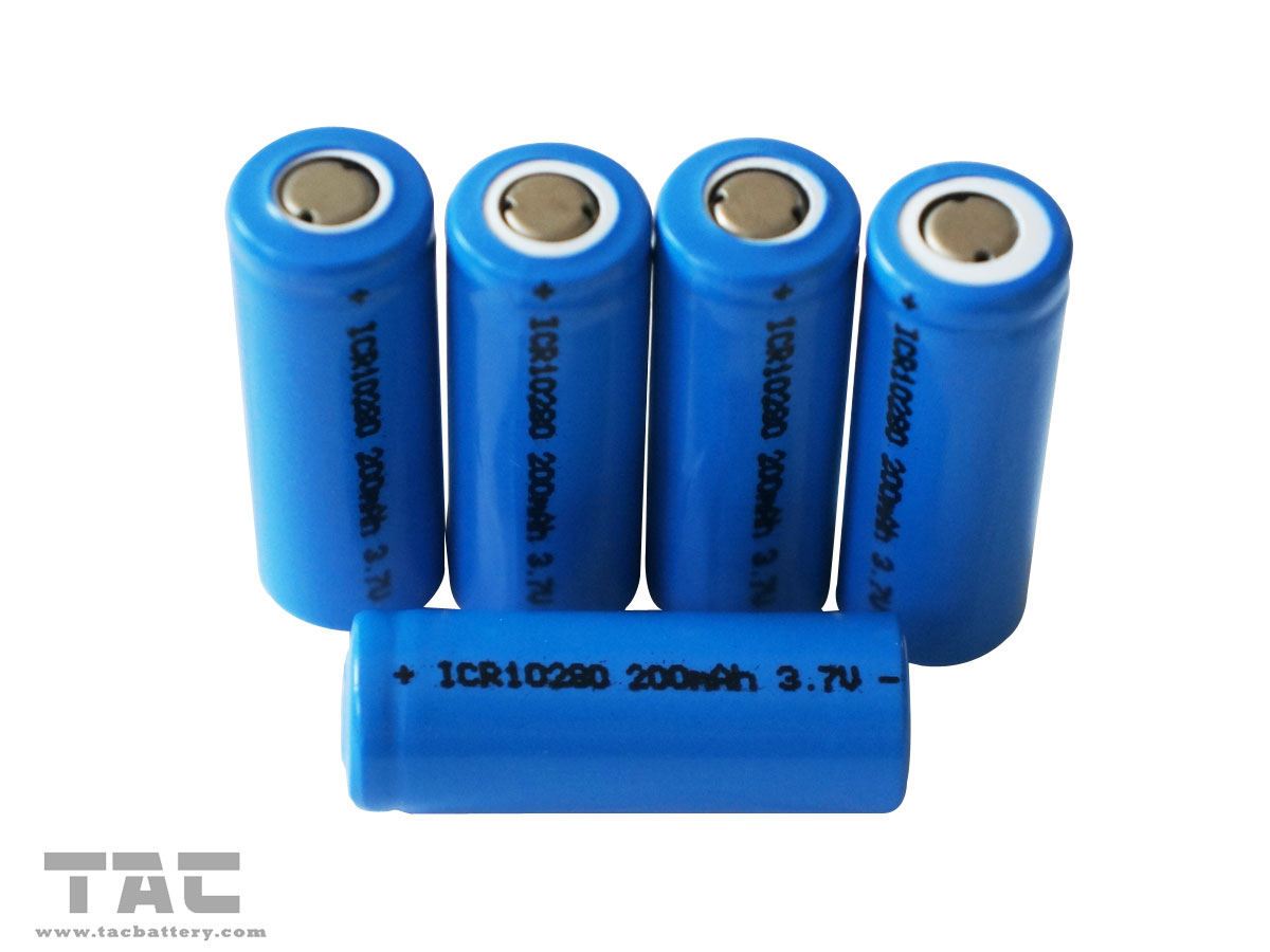3.7V Lithium ion Cylindrical Battery ICR10280 200mAh