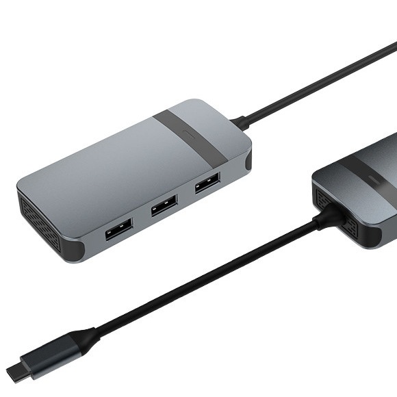 5 in 1 Aluminum USB type C Hub with Mutiple Ports 5Gbps Data Transfer Speed 3.5mm Audio Jack