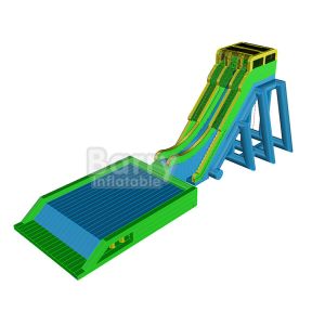  Event Tall Drop PVC Water Slide With Air Bag Platform Inflatable Flying Slide Manufactures