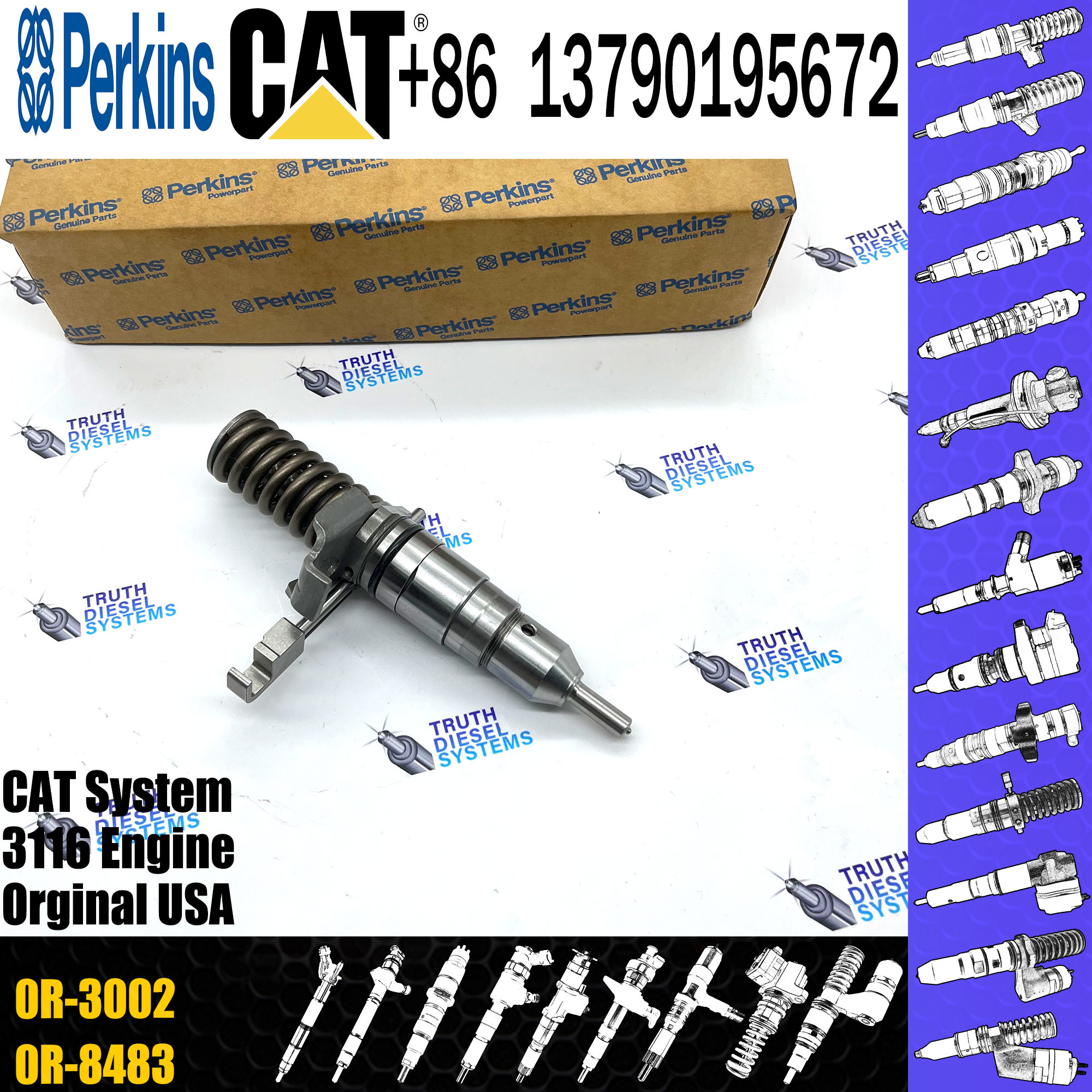 3116 Engine Diesel Fuel Injector 7E-8727 7E8727 0R-3002 For Caterpillar Excavator 205B 213B 214B 224B E110B E240B E240C