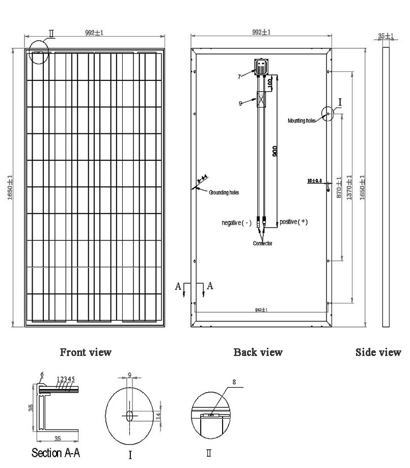 260W 30V Polycrystalline Solar Panel / Polycrystalline Pv Module 19.0kg