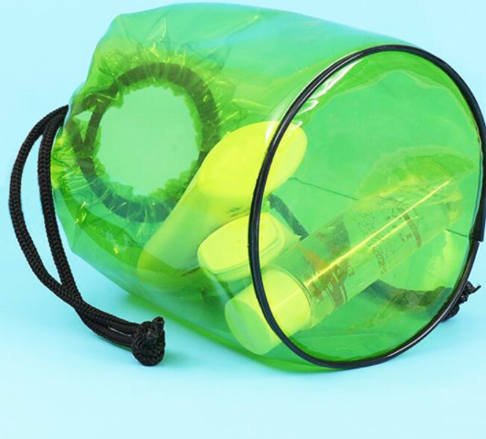 Round Shape Waterproof PVC Gift Bags , PVC Drawstring Pouch Funny Packs Bag