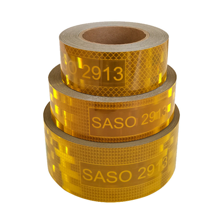 Yellow SASO 2913 Metallized Self Adhesive Prismatic Reflective Tape For Middle East Market