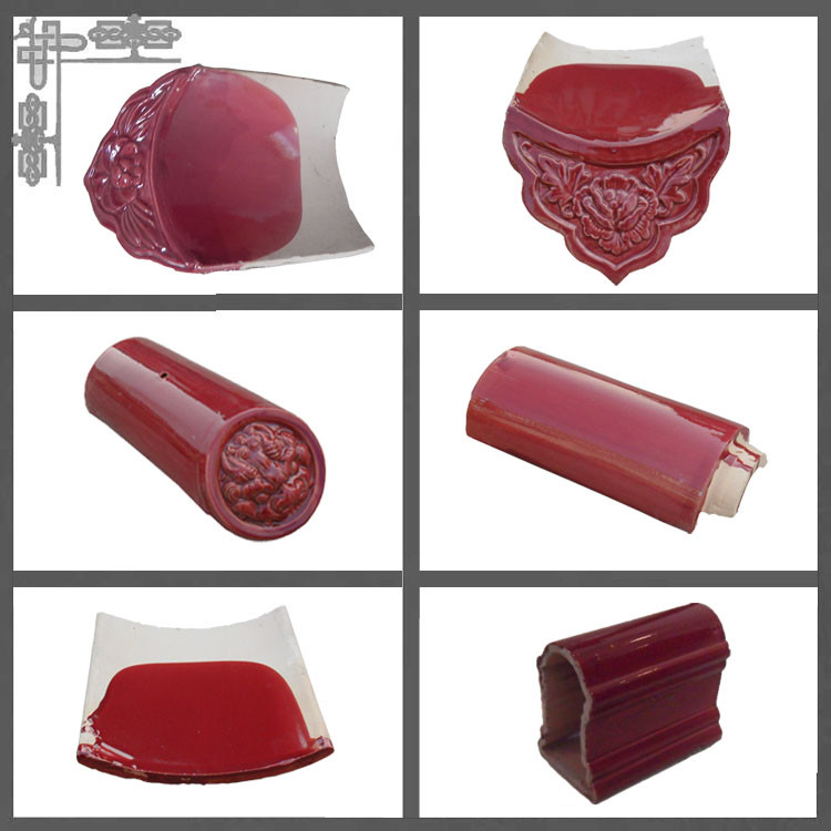 Ancient Chinese style decorative red ceramic roofing tiles