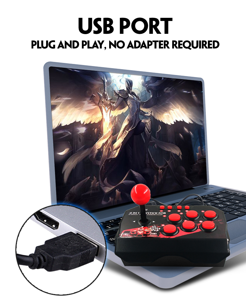 Wholesale Price 4-in-1 Retro Arcade Station USB Wired Rocker Fighting Stick Game Joystick Controller For Android TV Games
