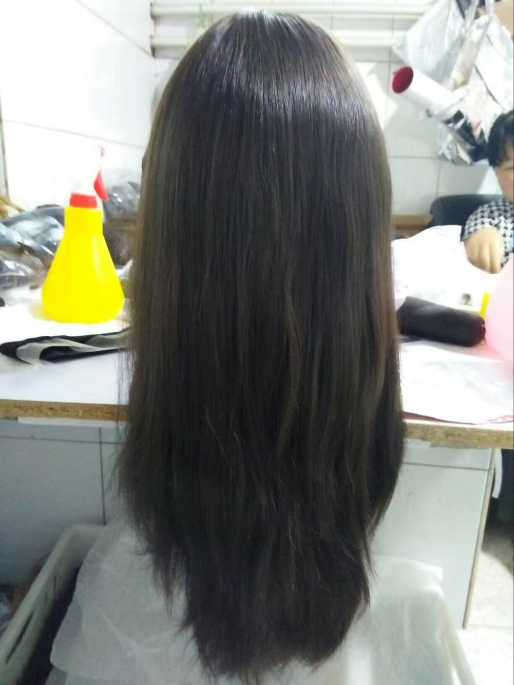14 Inches European Virgin Hair Jewish Wigs Natural Color Natural Straight Big Layers