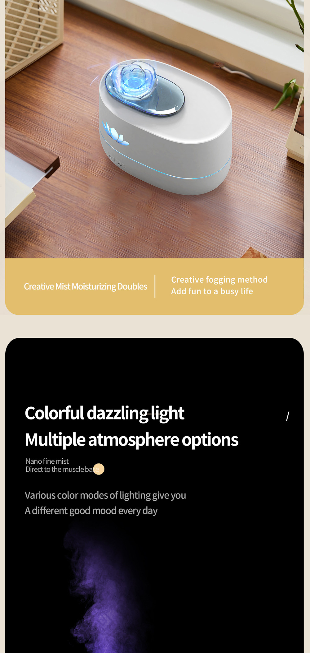 350ml Fire Diffuser Humidifier With Timing Automatic Outage Protection