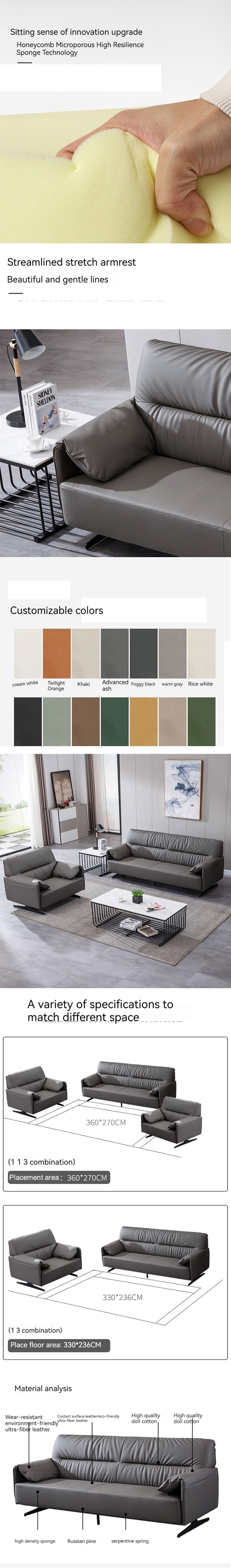 Executive Office Furniture Manufacturers Customization Three Seat Leather Sofa Sets