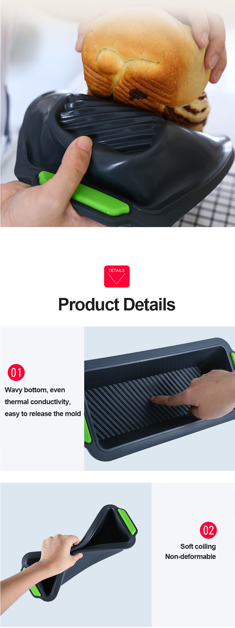 Factory Wholesale Silicone Two-Color Toast Bread Mold Cake Mold