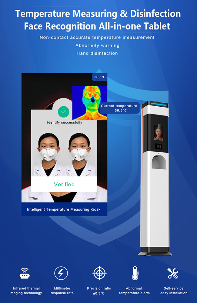 Face Recognition Temperature Automatic Hand Sanitizer Dispenser With Stand